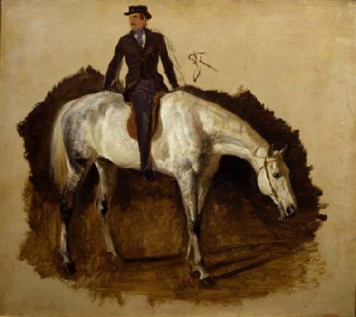 Filippo Palizzi Cavallo bianco da caccia e cavaliere oil painting picture